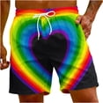 thumbnail image 2 of DDAPJ pyju Big and Tall Swim Trunks for Men LGBT Pride Rainbow Flag Printed Drawstring Beach Shorts Quick Dry Surfing Board Shorts with Pockets 2025 Multi-color S, 2 of 8