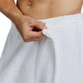 thumbnail image 6 of Fishers Finery Men's Terry Cloth Spa Wrap - Elastic Waistband with Snap Closure and Pocket (White, One Size Fits Most), 6 of 6