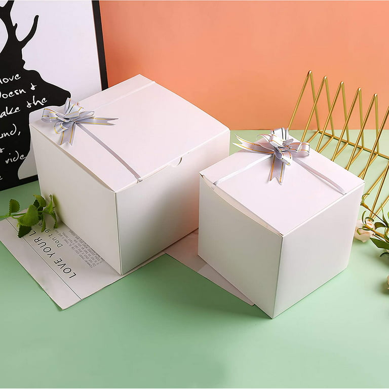Shipkey 10pcs White Cardboard Gift Boxes with Lids |6x6x6 Inches Square Boxes for Party, Wedding, Christmas, Holidays and All Other Occasions, Size: 6