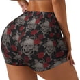 thumbnail image 2 of Naloa Skull and Red Roses Biker Shorts for Women Seamless Scrunch Short Women’s Yoga Shorts for Gym Running Sport Shorts - Large, 2 of 9
