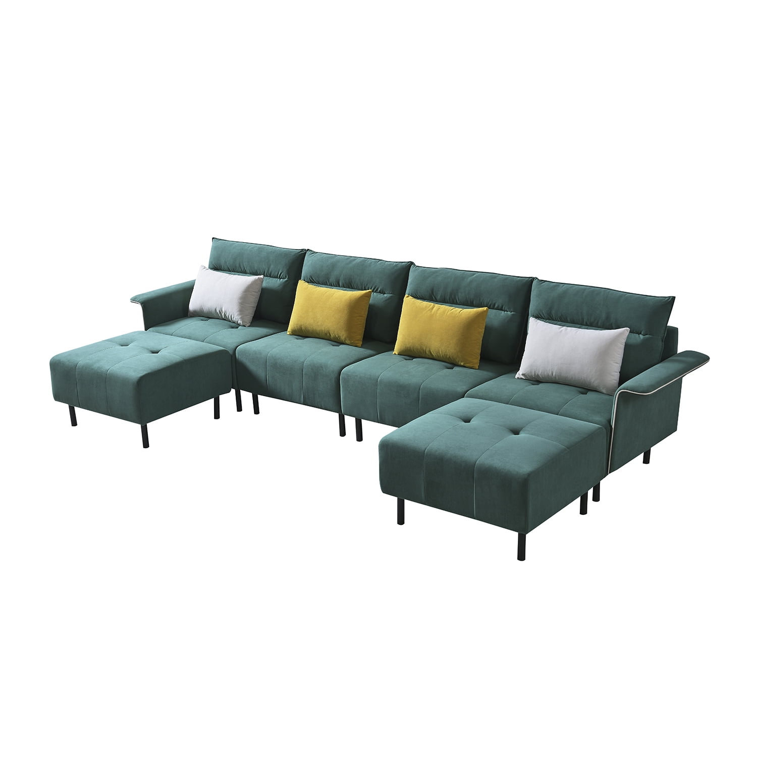 Resenkos Modern Sofa for Room Large Velvet Fabric U-Shape Sofa Set for Living Room, Couch for Apartment Double Extra Wide Chaise Lounge Couch, Green Resenkos Modern Sofa for Room Large Velvet Fabric U-Shape Sofa Set for Living Room, Couch for Apartment Double Extra Wide Chaise Lounge Couch, Green