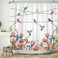 thumbnail image 2 of Pbobriich Hummingbird Shower Curtain,Rustic Pink Flower Bathroom Shower Curtain with Hooks,60Wx72L, 2 of 5