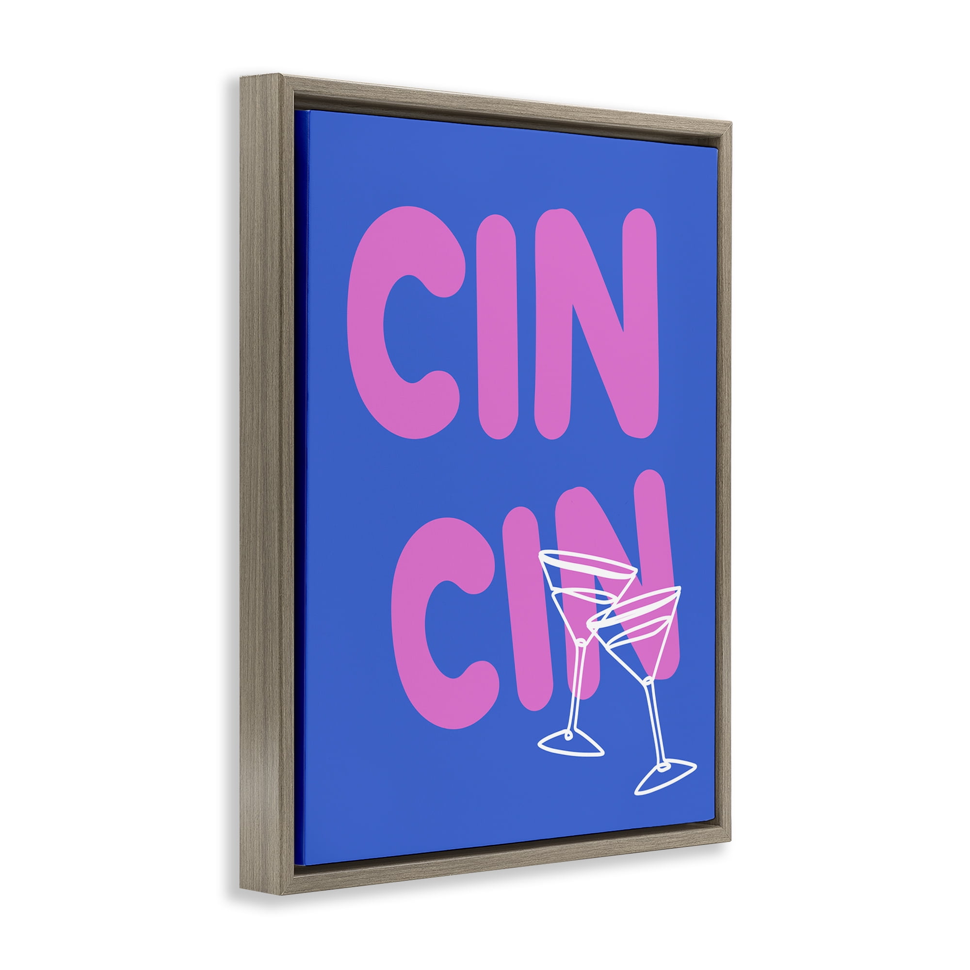 Stupell Industries Cin Cin Cheers Glasses Food & Beverage Painting Brown Floater Framed Canvas Art Print Wall Art, 25 x 31