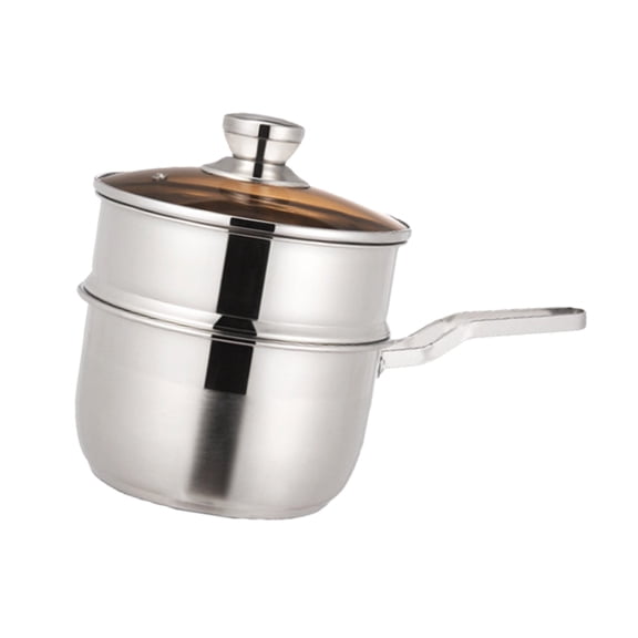 Stainless Steel Steamer Pot 2 Tiers Oven Safe Glass Lid Cookware Kitchen Gadget