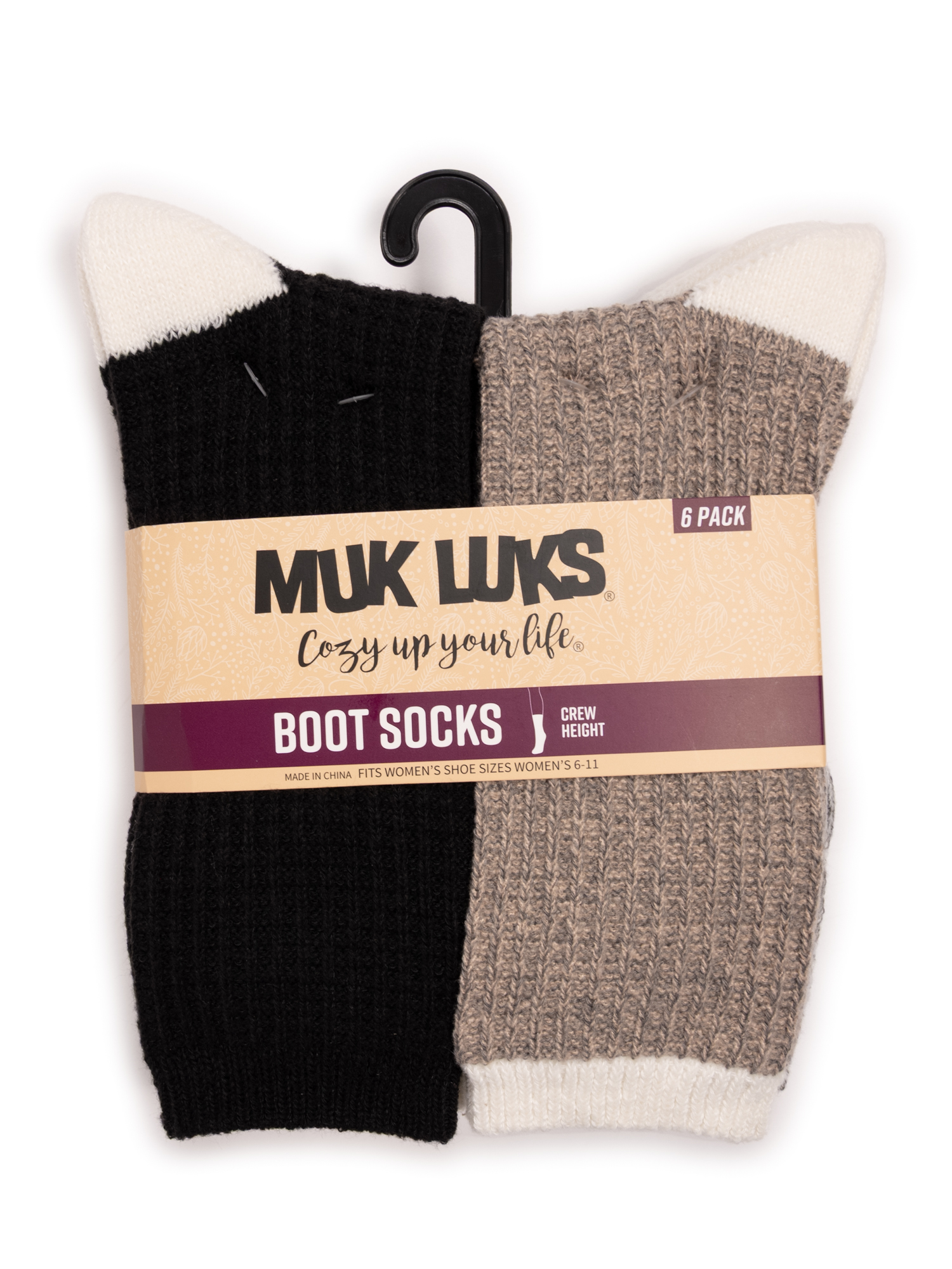 MUK LUKS Women's Fluffy Dream Boot Crew Socks, 6-Pack photo 2