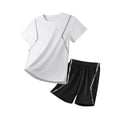 thumbnail image 4 of Ccpelsie Toddler Boy Summer Clothes Outfits Kids Cozy Short Sleeve Shirt and Shorts Sets for Children(White,7-8 Years), 4 of 4