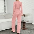 thumbnail image 4 of FNFYFH 2 Piece Lounge Sets for Women Fall Striped Slim Outfits Long Sleeve Wide Leg Tracksuits Womens Casual Loungewear Two Pcs Matching Set, 4 of 7