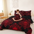 thumbnail image 4 of Homewish Bohemian Skull 7 Pieces Full Size Bedding Sets,Black Red Damask Full Size Bed in a Bag,Halloween Bed Set,Black Reversible, 4 of 8