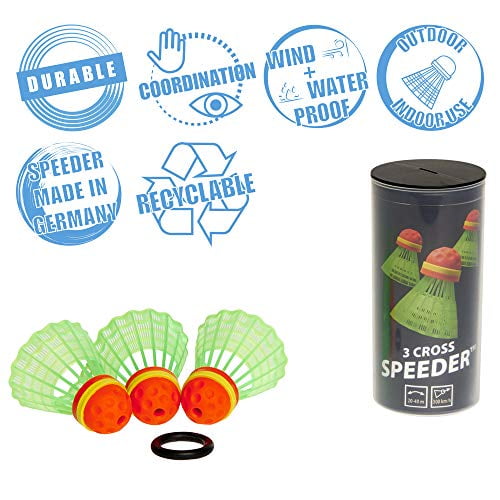 Speedminton Cross 3 Volants Speedler – Tube Plastique – Jeu Extérieur