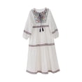 thumbnail image 3 of Vestido bordado estilo boho casual manga larga para verano citas compras playa 2XL, 3 of 8