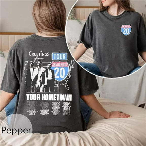 Vintage Jonas Brothers Shirt, Greetings From Your Hometown Route 20 Tour Two Sided T-Shirt