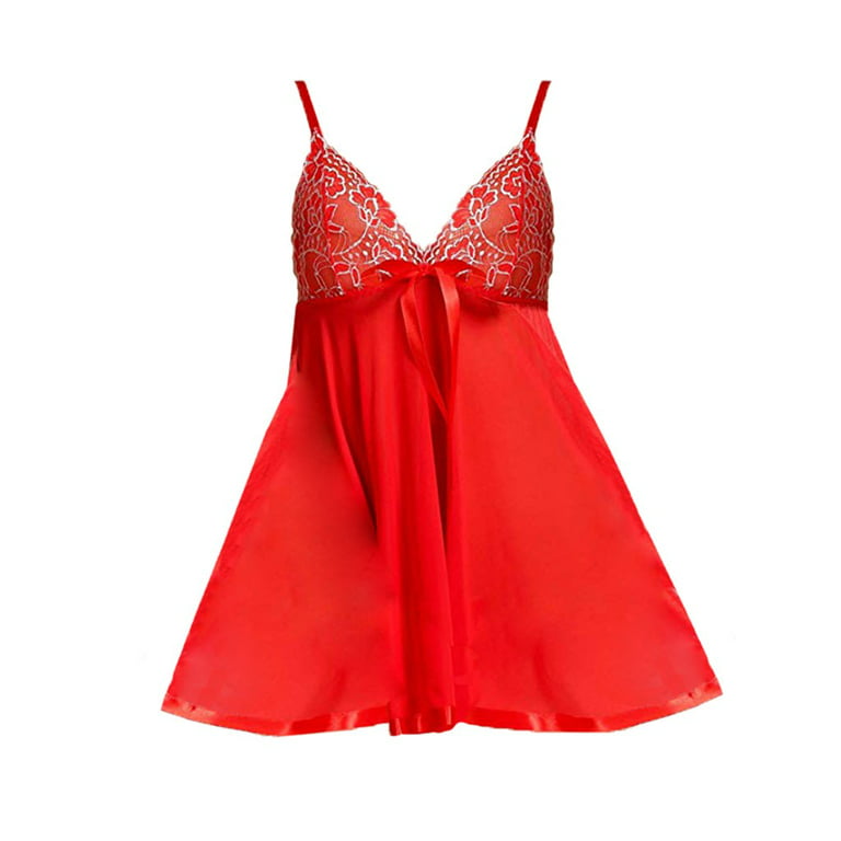 HAPIMO Sales Women's Babydoll Lingerie Lace Mesh Sheer Dress Cozy