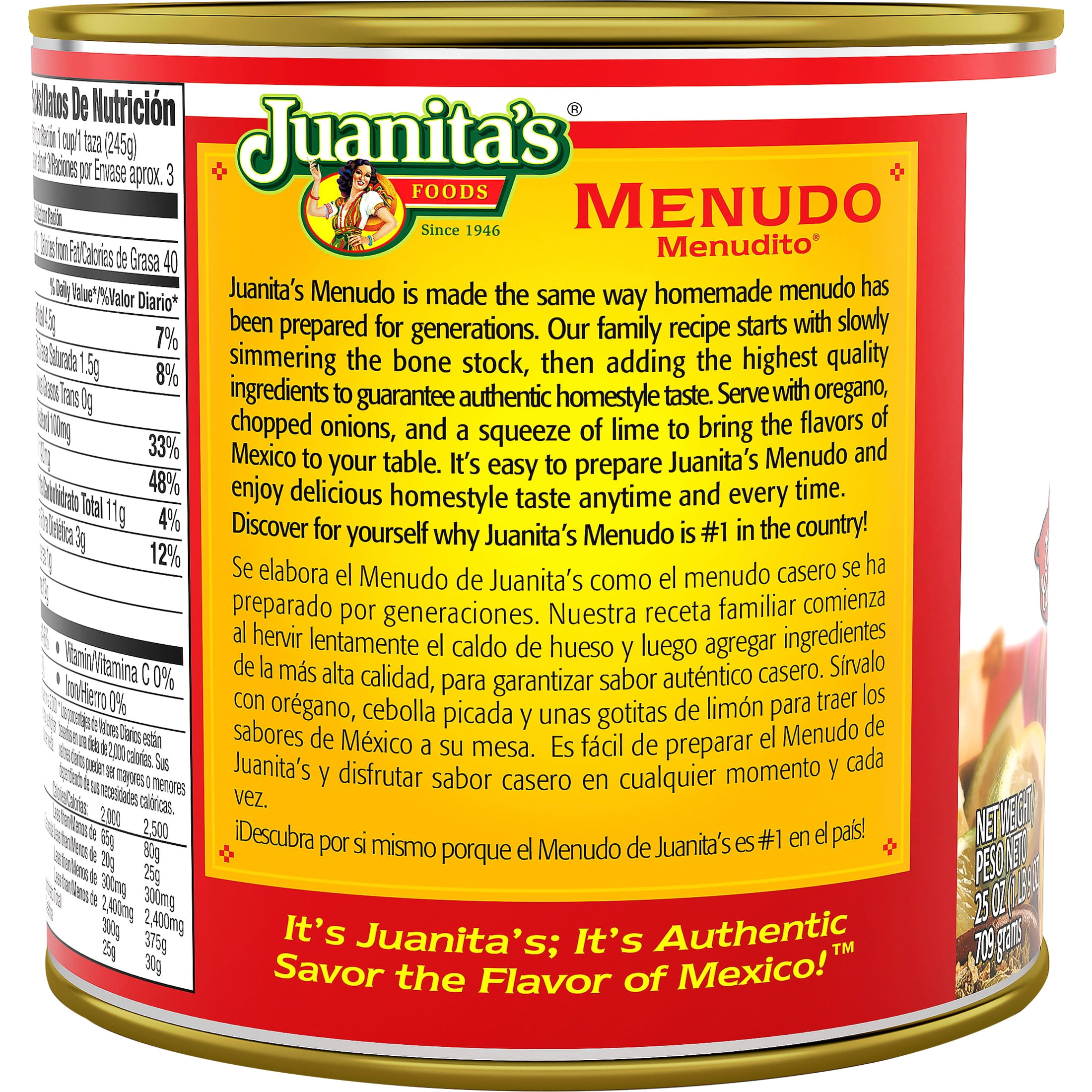 (3 pack) Juanita’s Foods Ready to Serve Original Menudo Soup, 25 oz Can