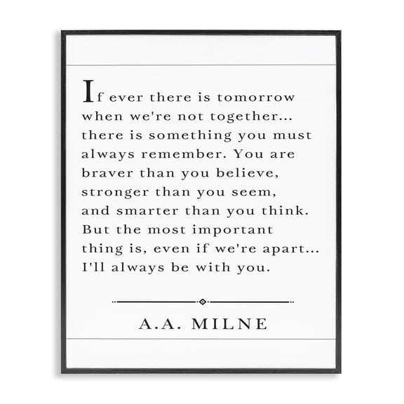 Stupell Industries Transitional I'll Always Be With You A.A. Milne Black Framed Giclee Art, 24 x 30, by Lettered and Lined