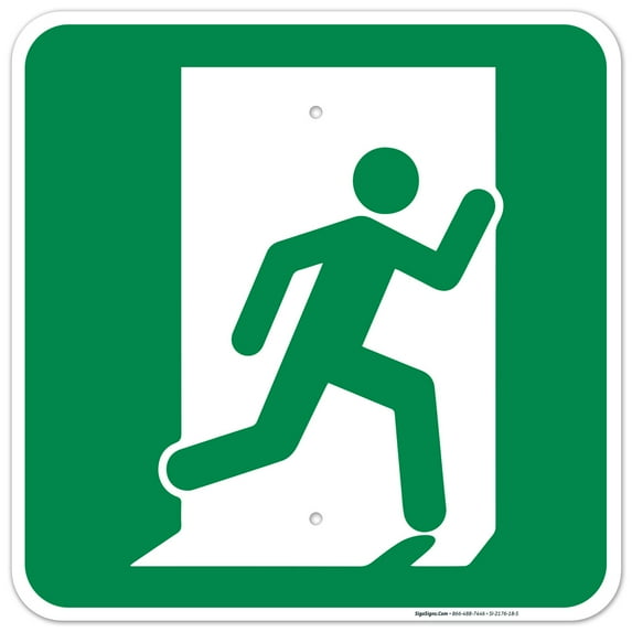 Emergency Exit Sign, (Right), 18x18 Aluminum