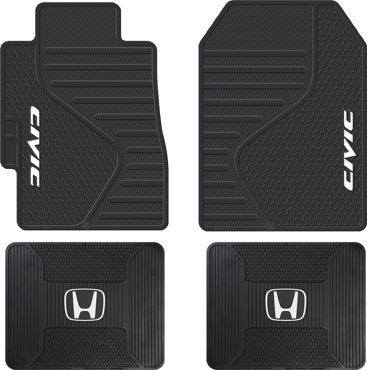 4 Piece Black ALL Weather Heavy Duty Rubber Front & Rear Floor Mats