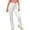 White, variant on Ladies' Solid High Rise Pleated Drawstring Casual Stack Temperament Pants