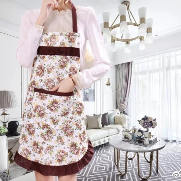 Floral Apron for Women with Pockets,Kitchen Cooking Aprons Cute Design Baking Aprons Gifts for Mom Wife Grandma Coffee