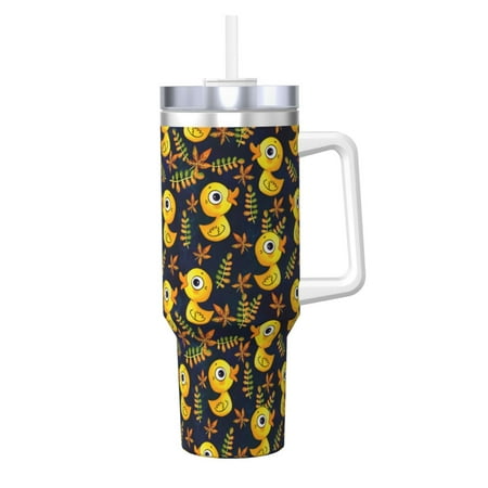 

Goofa Ducks Print 40oz Ice Bully With Handle And Straw Stainless Steel Vacuum Insulated Cup And 2 In 1 Straw Lid