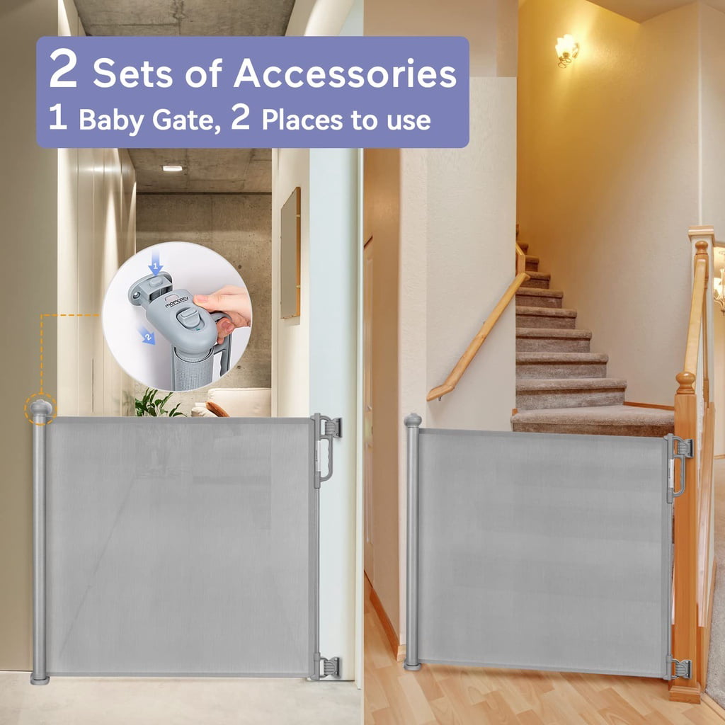 Child Safety Baby Gates for Stairs 33 Tall Momcozy Retractable Baby Gate Extends up to 55 Wide Indoor Doorways Hallways Outdoor 