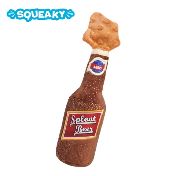 Old Fashioned Sploot Beer Plush Squeaky Dog Toy for All Sizes