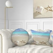 Designart Caribbean Beach Starfish - Beach Photography Throw Pillow - 12x20