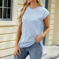thumbnail image 3 of Mittory Women's Short Sleeve Dressy Tops Crewneck Textured Shirt Cute Summer Tops Basic T-Shirts Work Blouses, 3 of 4