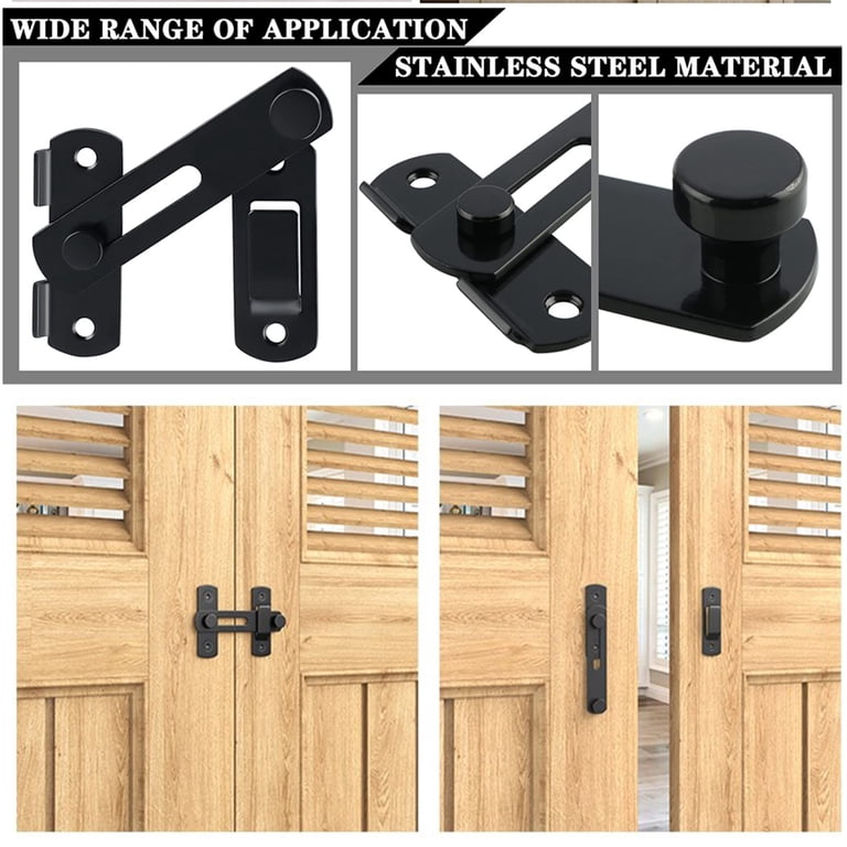 Stainless Steel Gate Hardware Kit 2 Latch 4 Hinges Black 1 Pack ...