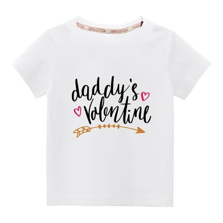 

KBKYBUYZ Baby Girl Summer Outfits Toddler Kids Boys Girls Fashion Cute Solid Color Round Neck Valentine s Day Heart Print Short Sleeve Top On Sale