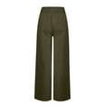 thumbnail image 4 of Women's Linen Blend Wide Leg Palazzo Pants with Pockets Buttons High Waist Loose Fit Long Pants Trousers Army Green S, 4 of 4
