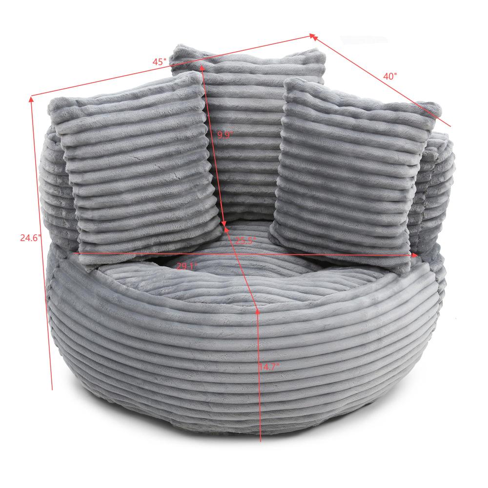Big Lazy Sofa Chair for Adults and Kids, Corduroy Oversized Bean Bag Couch with Filling, Soft High Back Floor Lounge Sofa for Living Room, Bedroom, Gaming Corner