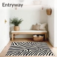 thumbnail image 3 of ODIKA 4'x6' Machine Washable Non-Slip Area Rug, Wild Safari Zebra Stripes Luxury Shag High Traffic Rug, Black, 660176, 3 of 5