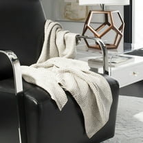 SAFAVIEH Tickled Grey Knit Solid Throw, 50" x 60", Palewisper