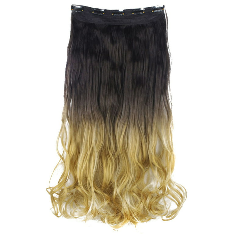 SAYFUT 24-29 Curly Clip in Synthetic Hair Extensions, Style T5C-C, 3/4  Full Head One Piece 5 Clips