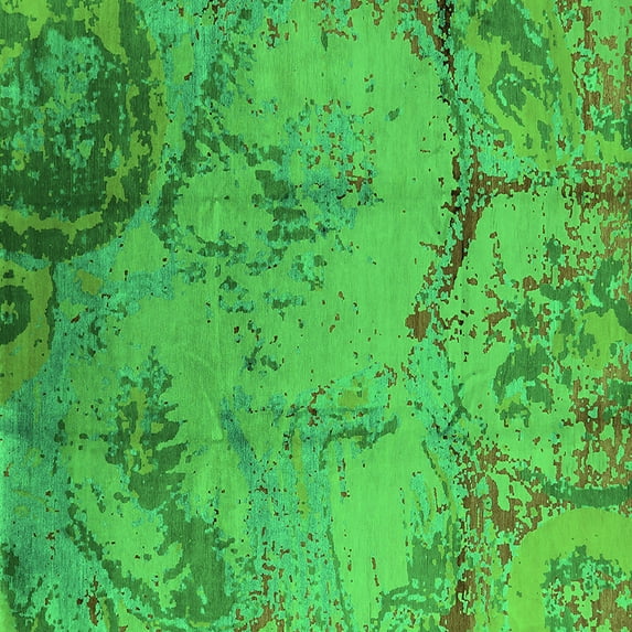 Ahgly Company Indoor Square Oriental Green Industrial Area Rugs, 4' Square