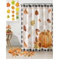 thumbnail image 3 of Fall Thanksgiving Shower Curtain Set ，Waterproof Fabric Shower Curtains Pumpkin Maple Leaf Black Trellis Shower Curtains for Bathroom,Bathroom Decor 72"x72", 3 of 7