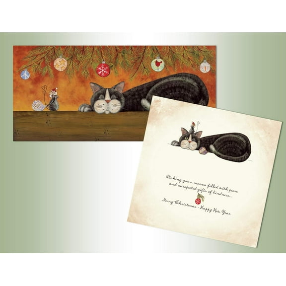 Snowy Christmas Tree Sparkle - Box of 14 Christmas Cards by LPG Greetings