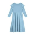 thumbnail image 4 of Abcomgle Maxi Dresses for Girls 10-12 Casual A-Line Ruffle Long Sleeve Maxi Dress Solid Color Crew Neck Sundresses Summer Tiered Dresses with Pockets,Light Blue, 4 of 5