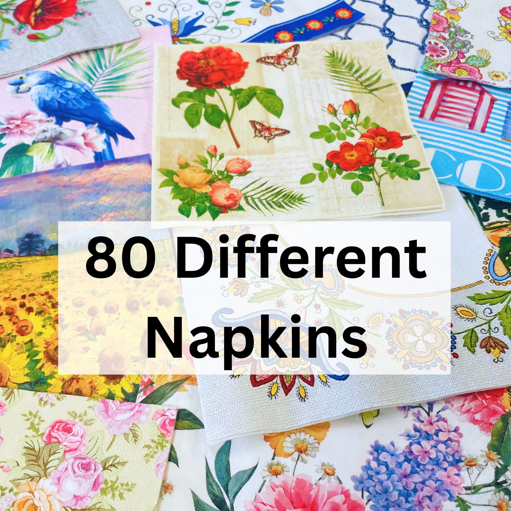 Keep Unique Decoupage Napkins, Mystery Pack of Random Paper Napkins, Assorted Color, 80 pcs