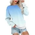 thumbnail image 2 of ICHUANYI Clearance Women's Fashion Printed Loose T-shirt Long Sleeves Blouse Round Neck Casual Tops Sweatshirt Hoodies(Light Blue, XL) ICHUANYI WER2023081100071, 2 of 5