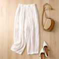 thumbnail image 5 of Cagogo Womens Plus Size Wide Leg Flowy Casual Ankle Pants Elastic Waist Loose Floral Trousers for Party Beach Work, White 3XL, 5 of 5
