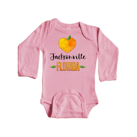 

Inktastic Jacksonville Florida Orange in Heart Gift Baby Boy or Baby Girl Long Sleeve Bodysuit