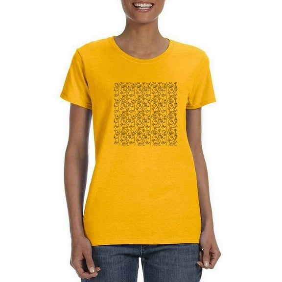 Face Pattern T-Shirt Women -Smartprints Designs, Female 5X-Large