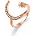 thumbnail image 3 of 1 anillo de estrella y luna. Anillo abierto ajustable de estrella y luna. Anillos de promesa, elegantes y únicos. Anillo de compromiso. Regalos de joyería., 3 of 3