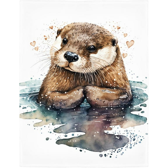 Otter Blanket Cute Animal Fleece Blanket Soft Fuzzy Plush Throw Blankets for Couch Bed 40"x50"