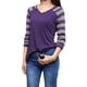 thumbnail image 1 of Tops A Rayas Con Cuello En V Y Mangas Raglán Largas Para Mujer Púrpura XL, 1 of 6