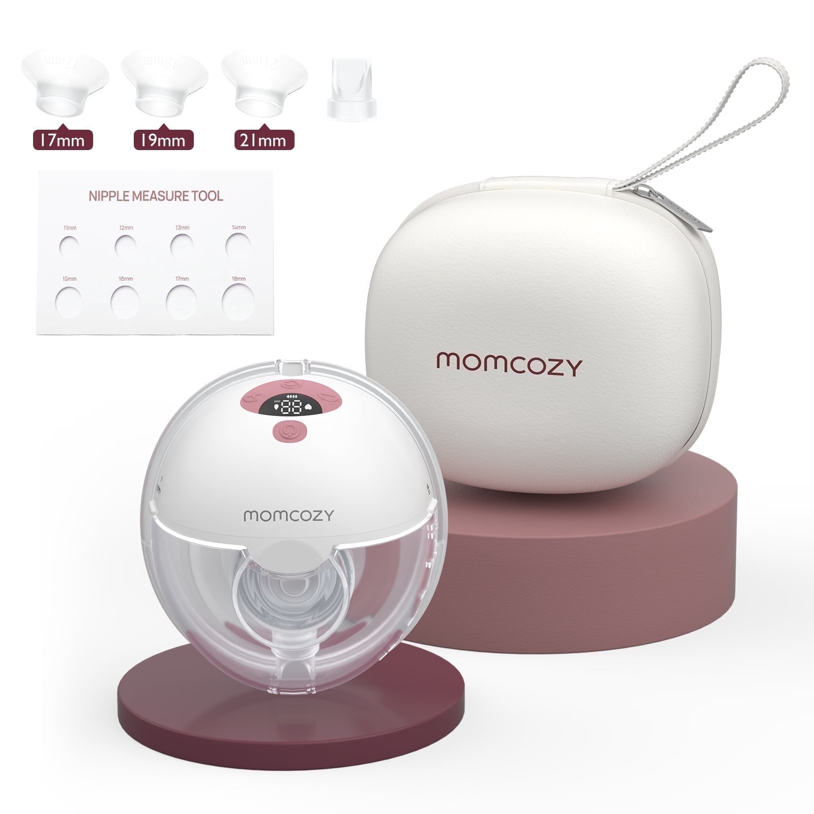 Momcozy M5 Portable Breast Pump Hands free, Wearable Breast Pump Red with Breast Pump Handbag, Red 1 Count