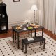 thumbnail image 5 of Juego de Mesa de Comedor de 3 Piezas, Juego de Mesa de Comedor Estilo Farmhouse para 4, Mesa de Cocina con 2 Sillas Tipo Banco Tapizadas, Mesa y Sillas de Cocina para Espacio Pequeño, Cocina, Comedor, 5 of 6