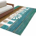 thumbnail image 2 of Teal Blue Brown Area Rug 4x6 FT, Non Slip Kids Room Carpet, Home Vintage Farmhouse Retro Wooden Washable Soft Floor Carpet Non-Shedding Throw Rug for Dorm Kitchen Study Room Home Office Bedside, 2 of 9