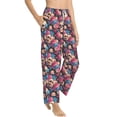 thumbnail image 6 of Salouo Skull Blue Flower Print Women's Pajama Pants Casual Loose Sweatpants PJs Flowy Pants Drawstring Palazzo for Women Wide Leg Pants Lounge Pajama -XX-Large, 6 of 8